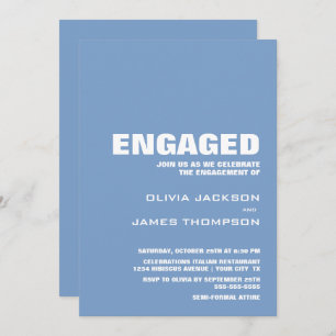 Modern Minimalist Blue Engagement Party Invitation