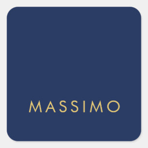 Modern Minimalist Blue Gold Professional Trendy Square Sticker