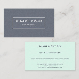 Modern Minimalist Blue Linen and Light Mint Green Appointment Card
