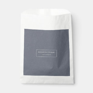 Modern Minimalist Blue Linen Favour Bag