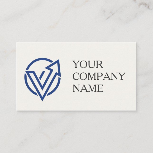 Modern Minimalist Blue Logo Business Card QR Code  (Front)