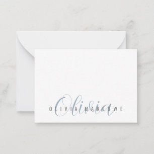 Modern Minimalist Blue Monogram Card