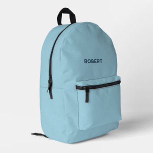 Modern Minimalist Blue Personalised School Printed Backpack