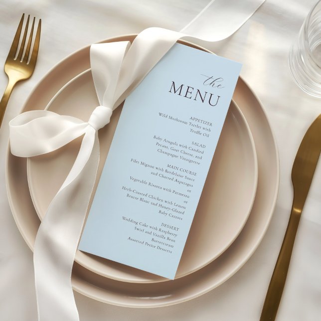 Modern Minimalist Blue Plum Elegant Wedding Menu (Creator Uploaded)
