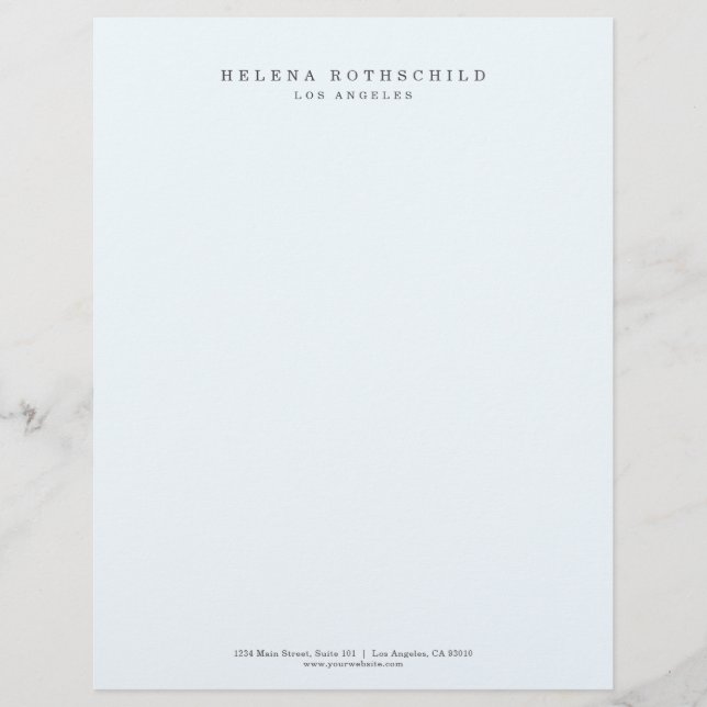 Modern Minimalist Blue Professional Business Custom Letterhead (Front)