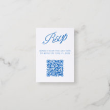 Modern Minimalist Blue QR Code Wedding