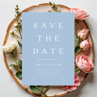 Modern Minimalist Blue Save The Date