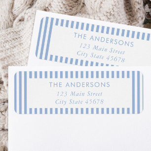 Modern Minimalist Blue Stripes Return Address Label