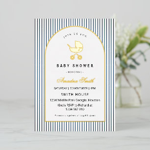 Modern & Minimalist Blue Stripes Stroller Baby Boy