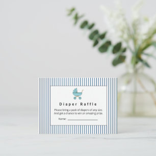 Modern & Minimalist Blue Stroller Diaper Raffle Enclosure Card