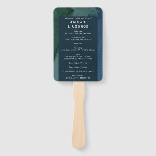 Modern Minimalist Blue Teal Program Hand Fan