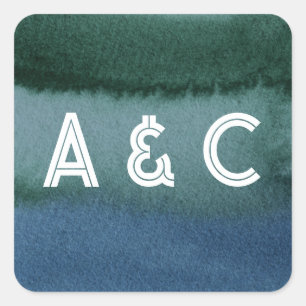 Modern Minimalist Blue Teal Square Sticker