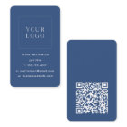 Modern Minimalist Blue Vertical Logo QR Code