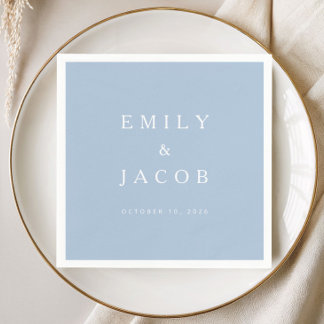 Modern Minimalist Blue Wedding Napkin