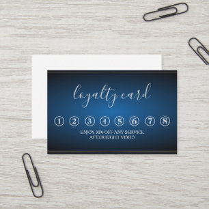 Modern Minimalist Blue & White Loyalty Card