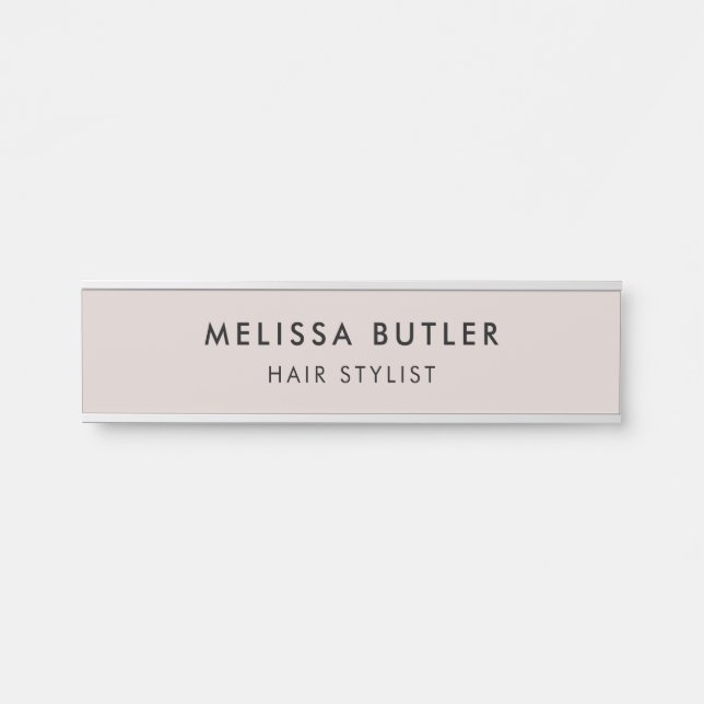 Modern Minimalist Blush Beige Door Sign (Front)