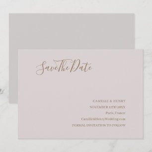Modern Minimalist Blush Gold Save The Date Wedding
