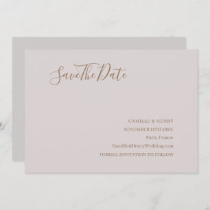 Modern Minimalist Blush Gold Save The Date Wedding