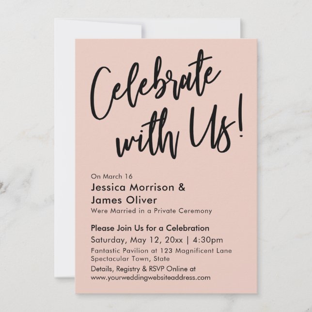 Modern Minimalist Blush Pink Celebrate with Us! Invitation (Front)