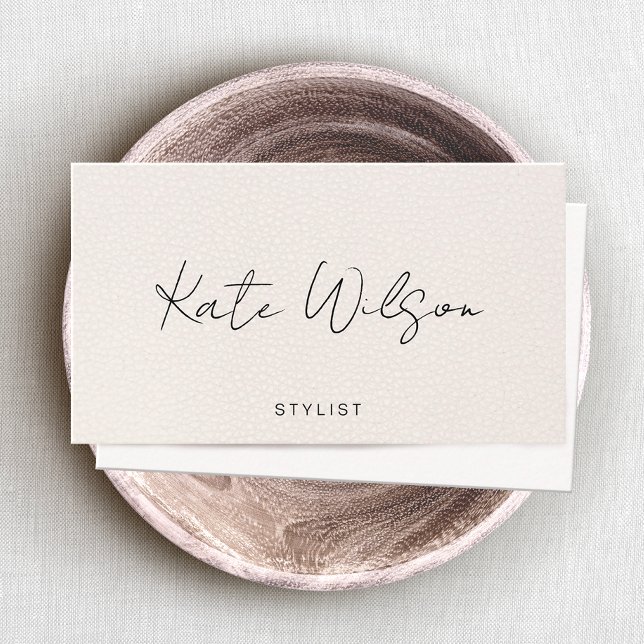 Modern Minimalist Blush Pink Leather Professional  Business Card (Creator Uploaded)