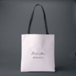 Modern Minimalist Blush Pink Monogram Bridesmaid Tote Bag<br><div class="desc">The perfect elegant accessory for a bridesmaid proposal or bachelorette! A simple stylish custom monogram design with a modern minimalist handwritten script typography in black on an elegant blush pink background. Personalise the pretty monogram in pink colour enhancing the elegance of design.</div>