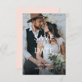 Modern Minimalist Blush Pink Save The Date