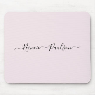 Modern Minimalist Blush Pink Script Custom Name Mouse Pad