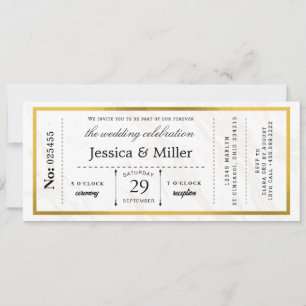 Modern Minimalist Boarding Pass Wedding Invitation