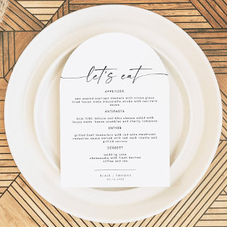 Modern Minimalist Bohemian Arch Wedding Menu Card
