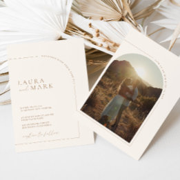 Modern Minimalist Boho Arch Photo Wedding Invitation