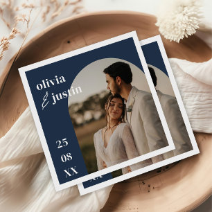 Modern Minimalist Boho Arch Photo Wedding Napkin