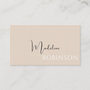 Modern Minimalist Boho Chic Beige Script Business Card