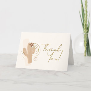 Modern Minimalist Boho Desert Cactus Baby Shower Thank You Card