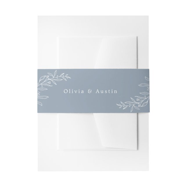 Modern Minimalist Boho Dusty Blue Invitation Belly Band (Front Example)