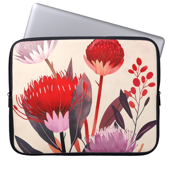 Modern Minimalist Boho Floral Botanical Laptop Sleeve