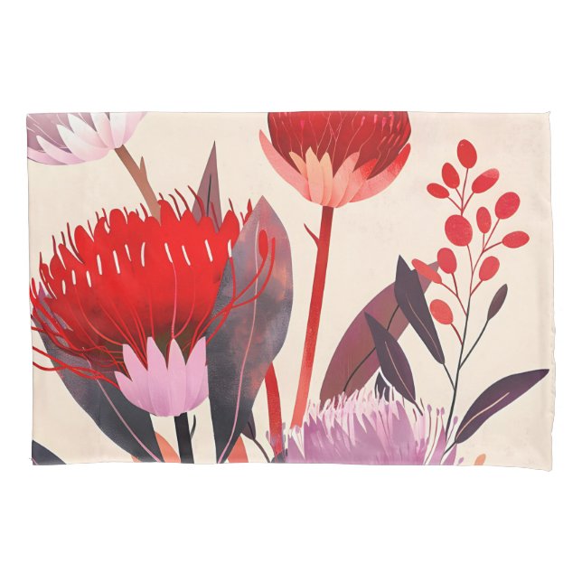 Modern Minimalist Boho Floral Botanical Pillowcase (Front)