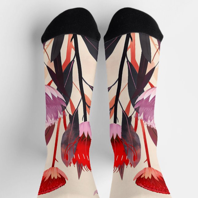 Modern Minimalist Boho Floral Botanical Socks (Top)