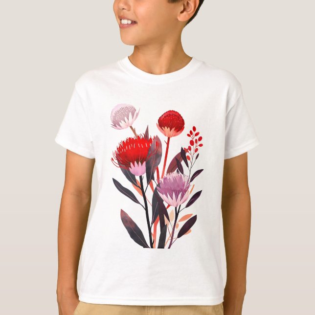 Modern Minimalist Boho Floral Botanical T-Shirt (Front)