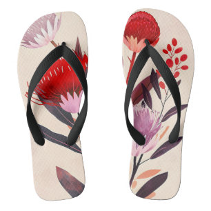 Modern Minimalist Boho Floral Botanical Thongs