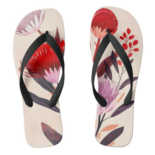 Modern Minimalist Boho Floral Botanical Thongs (Footbed)