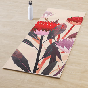 Modern Minimalist Boho Floral Botanical Yoga Mat