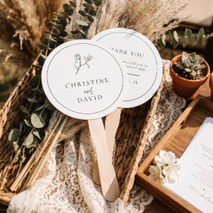 Modern Minimalist Boho Flower Wedding Hand Fan