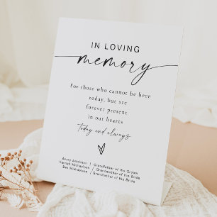 Modern Minimalist Boho In Loving Memory Wedding Pedestal Sign