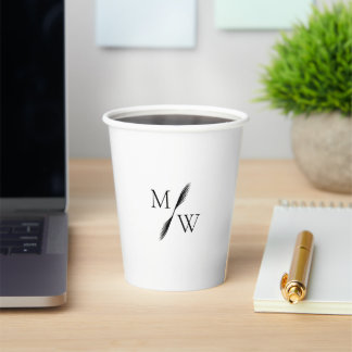 Modern Minimalist Boho Monogram Wedding Paper Cups