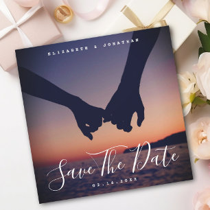 Modern Minimalist Boho Navy Blue Wedding Photo Save The Date