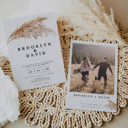 Modern Minimalist Boho Pampas Grass Wedding Invitation