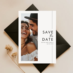 Modern Minimalist Boho Photo Save the Date Invitation