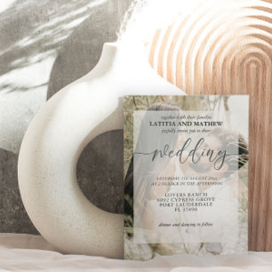 Modern minimalist Boho photo wedding invitation