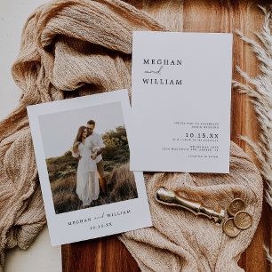 Modern Minimalist Boho Photo Wedding Invitation
