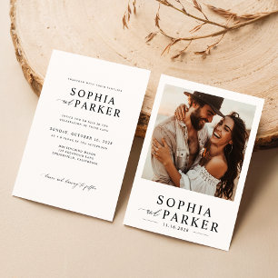 Modern Minimalist Boho Photo Wedding Invitation
